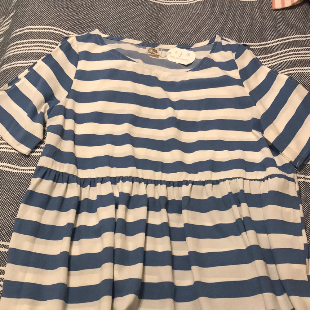 Blue and white triped tunic